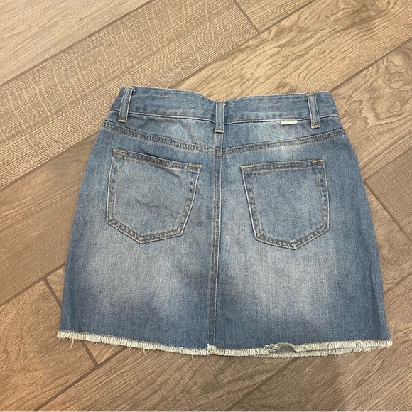 Tillys Sky and Sparrow Denim Lace Up Skirt Raw Hem - Picture 4 of 5